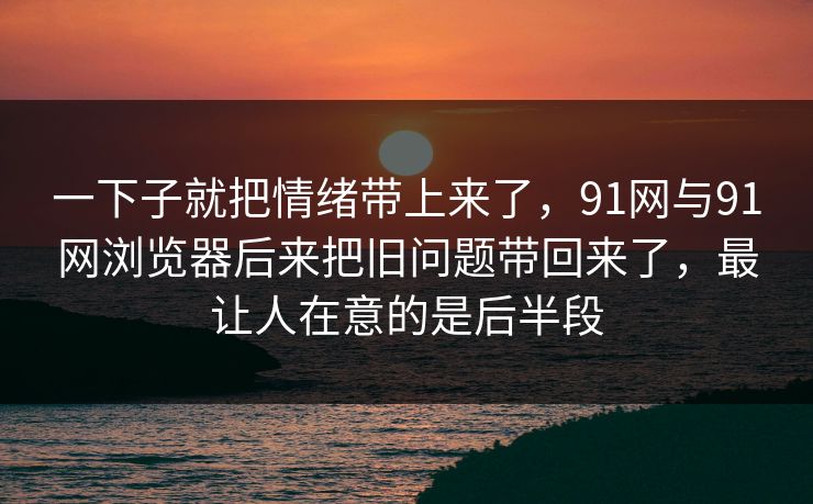 一下子就把情绪带上来了，91网与91网浏览器后来把旧问题带回来了，最让人在意的是后半段